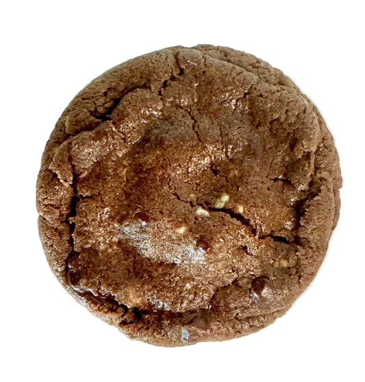 Brown chocolate cookie on a white background